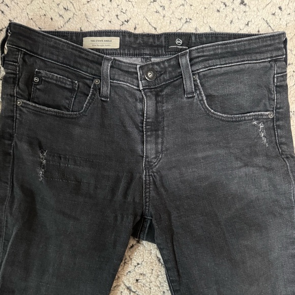 AG Adriano Goldschmied distressed black The Stevie Slim Straight Ankle Jean - Picture 4 of 5